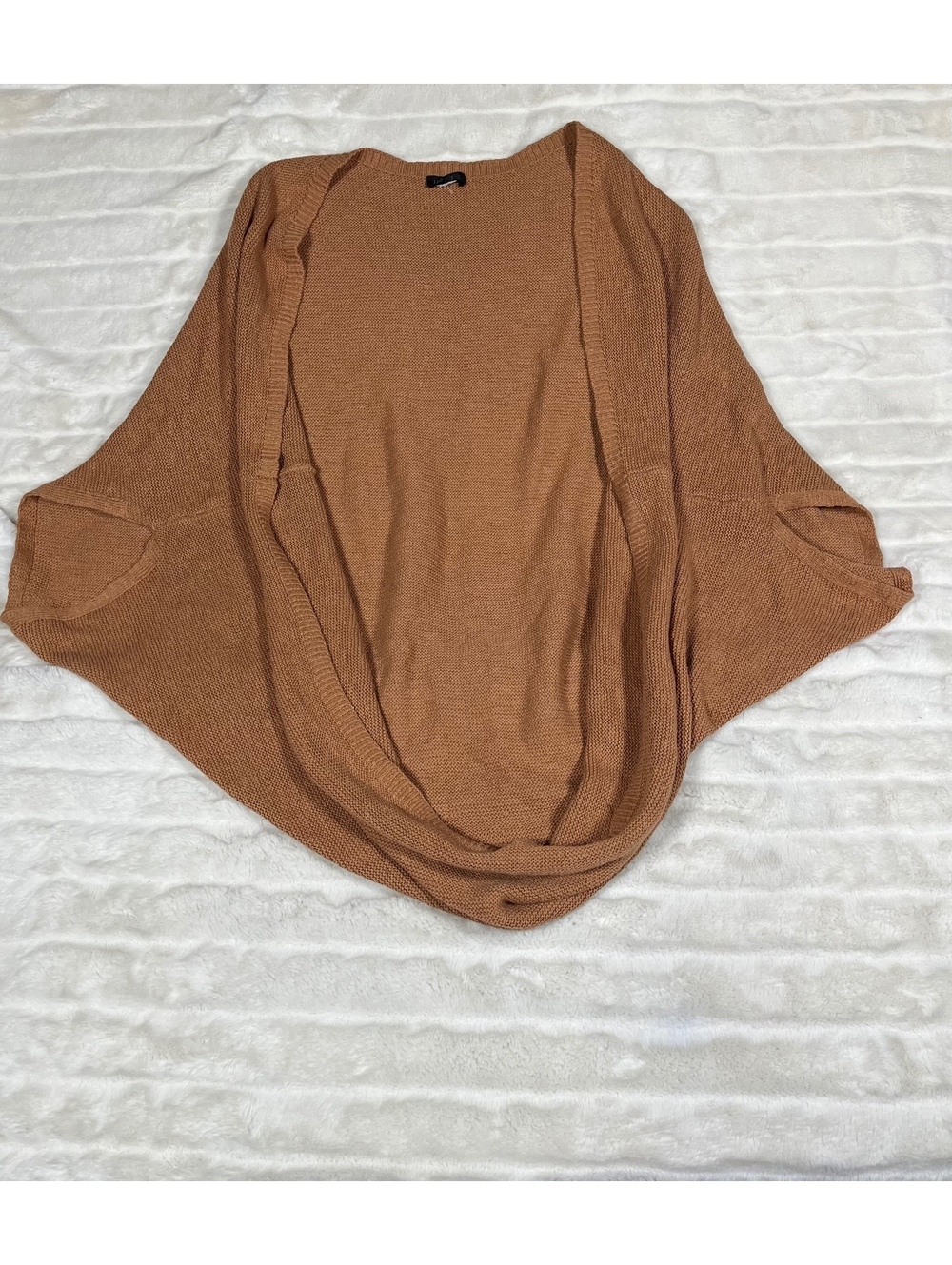 J. Jill M/L Brown Knit Open Cardigan Dolman Office Preppy Minimal Shrug Fall